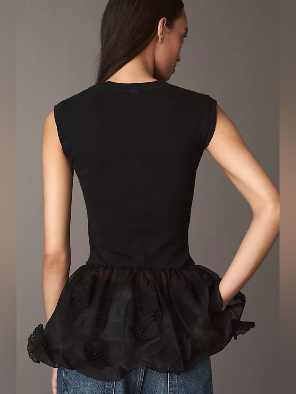 NEW. Anthropologie 3D Floral Peplum Top. NWT - Picture 3 of 8